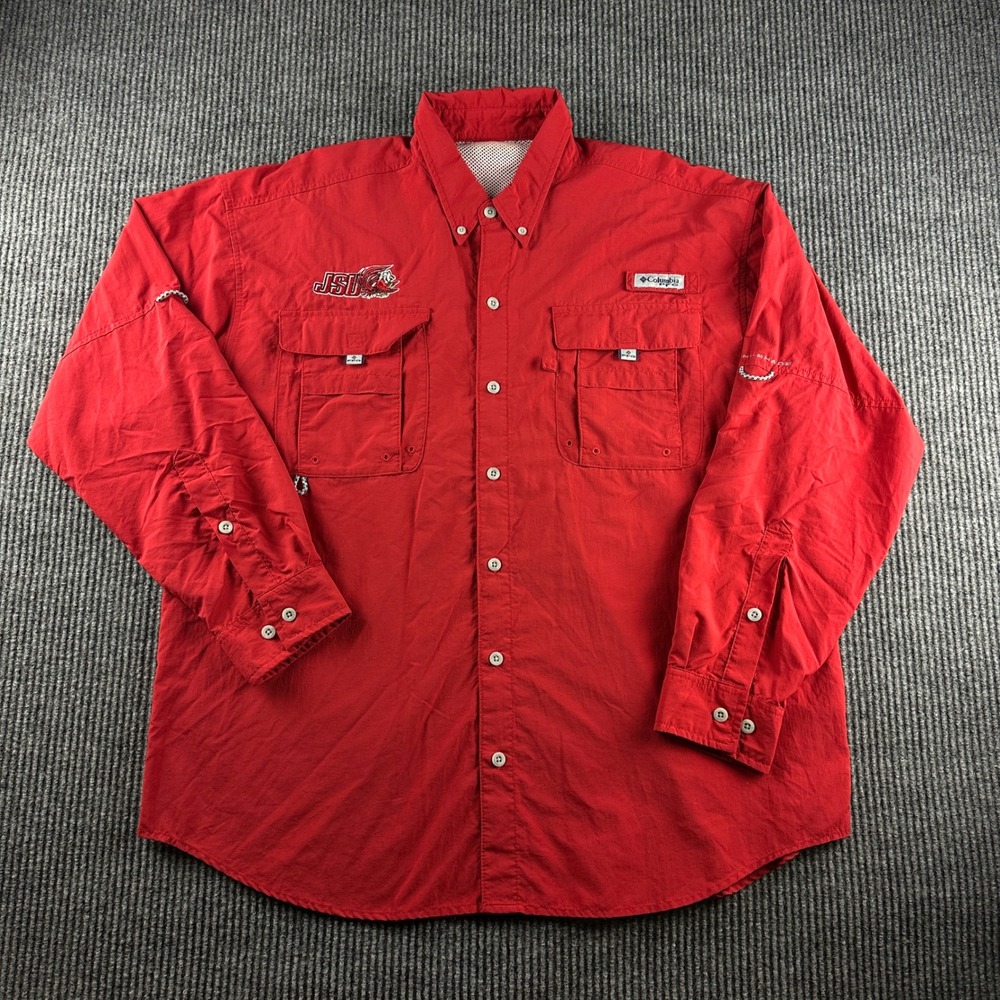 Columbia PFG JSU Gamecocks Fishing Shirt Mens XL Red Bahama II LS UPF 30